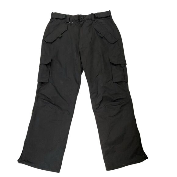 Turbine TRBN Ski Snow Cargo Pants Mens Medium Black Insulated Nylon Ankle Zip - Picture 1 of 12